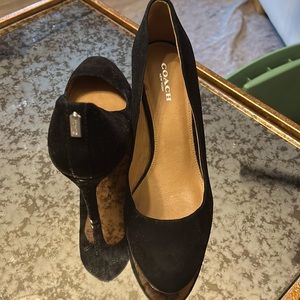 Coach black suede heels size 7